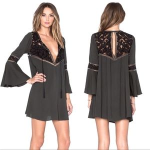 Cleobella Lili Bell Sleeve Boho Tunic Mini Dress in Gunmetal - Small
